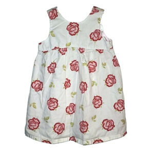 Lands END White Lightweight Dress with Rose Pattern